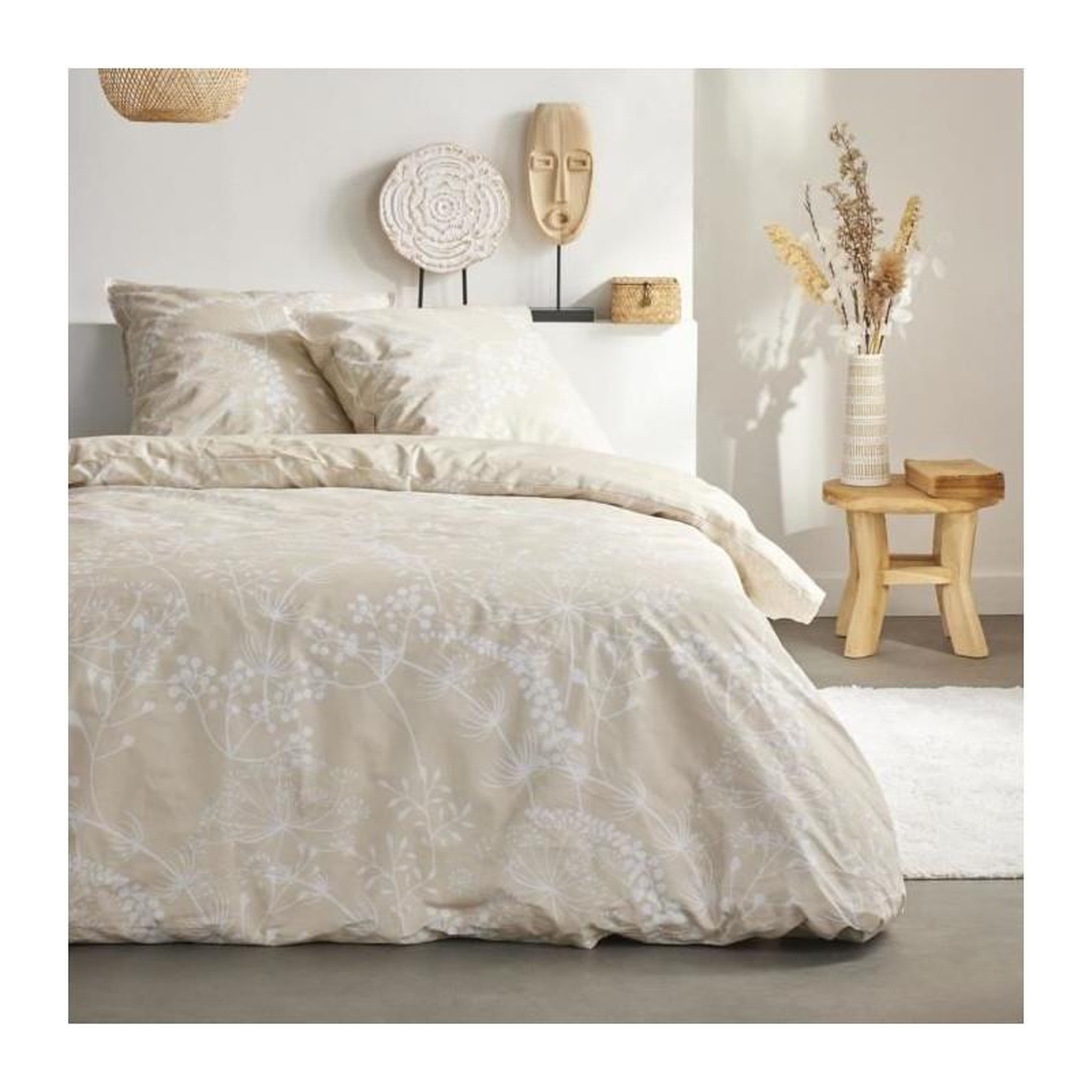 Today Parure de lit - TODAY - Sunshine - 0.2 imprimé floral - 2 personnes - 220 x 240 cm - 100% Coton 57 fils
