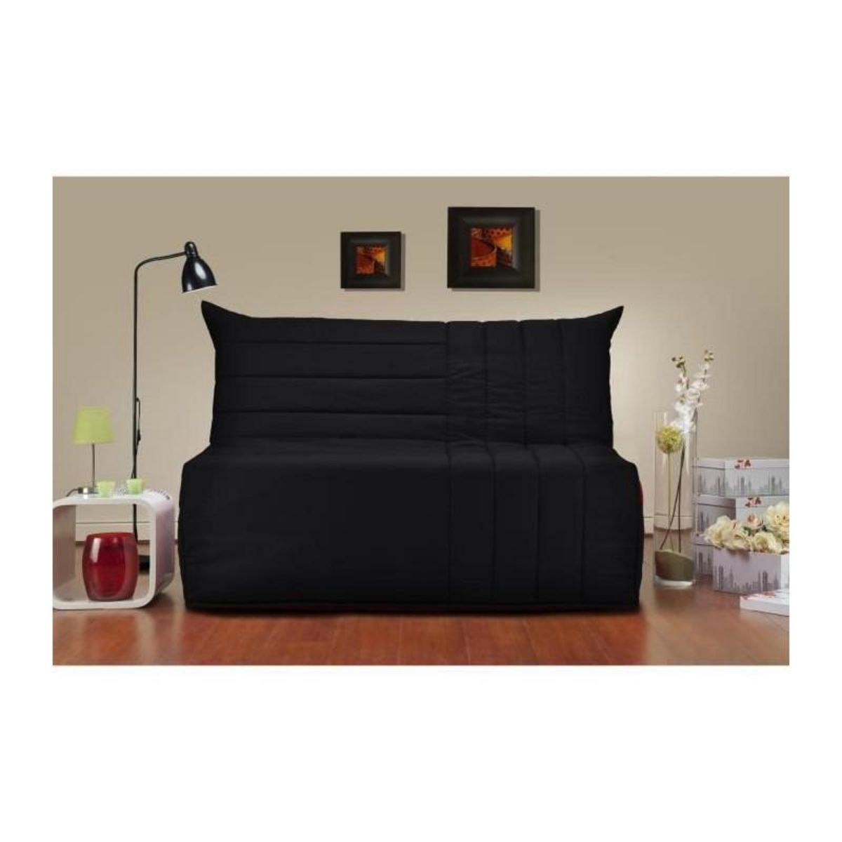 BULTEX BULTEX Banquette BZ BECCI 3 places - L 142 x P 101 cm - Tissu noir