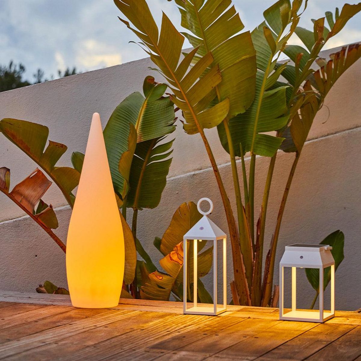 Lumisky Lampadaire extérieur sans fil CLASSY Blanc Polypropylène H120CM