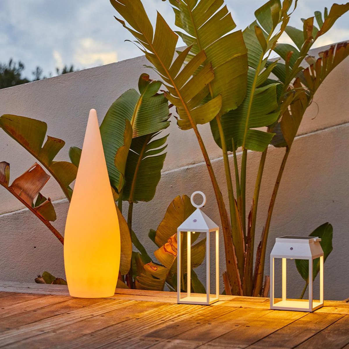 Lumisky Lampadaire extérieur sans fil CLASSY Blanc Polypropylène H120CM