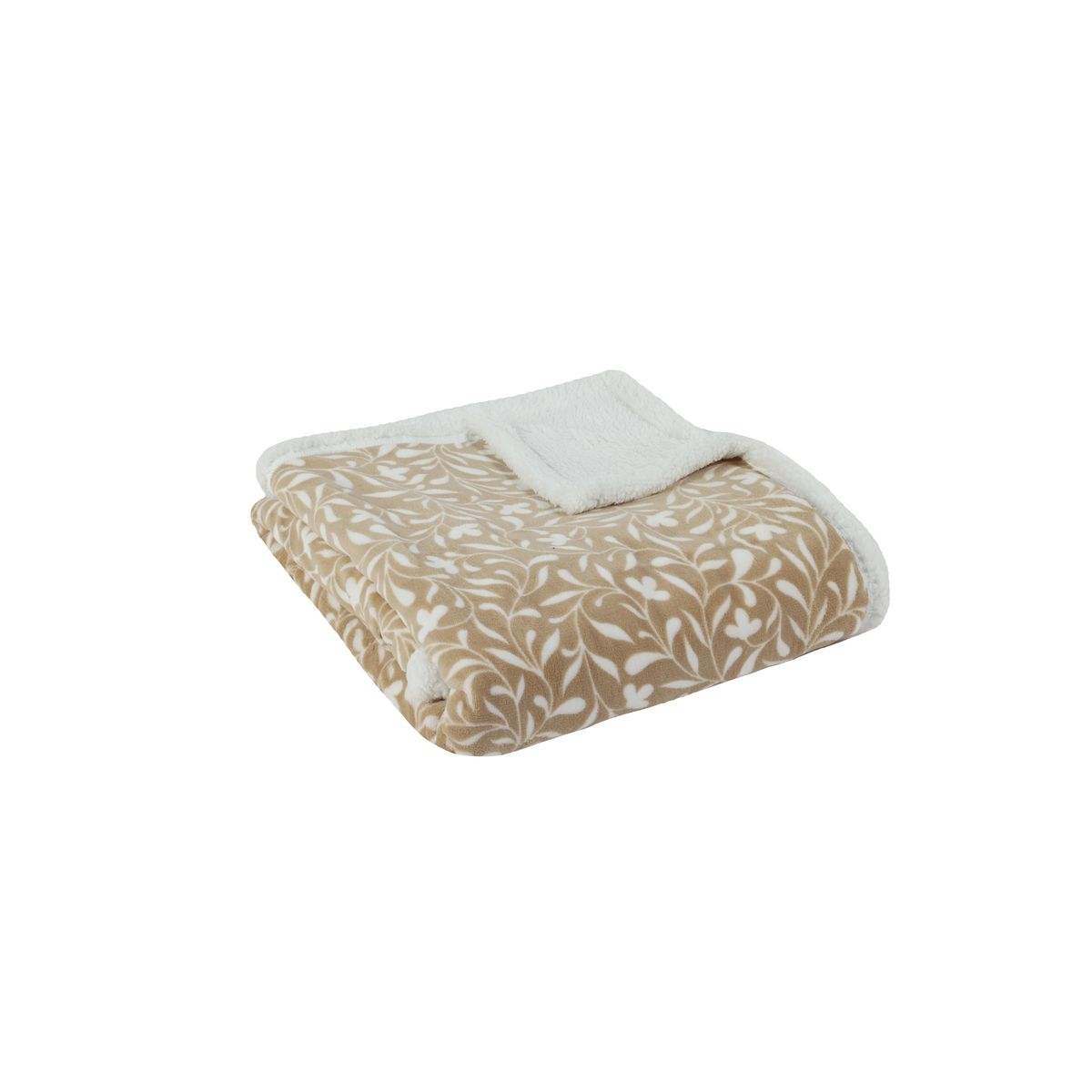 ACTUEL Plaid double face polaire/sherpa imprimé floral