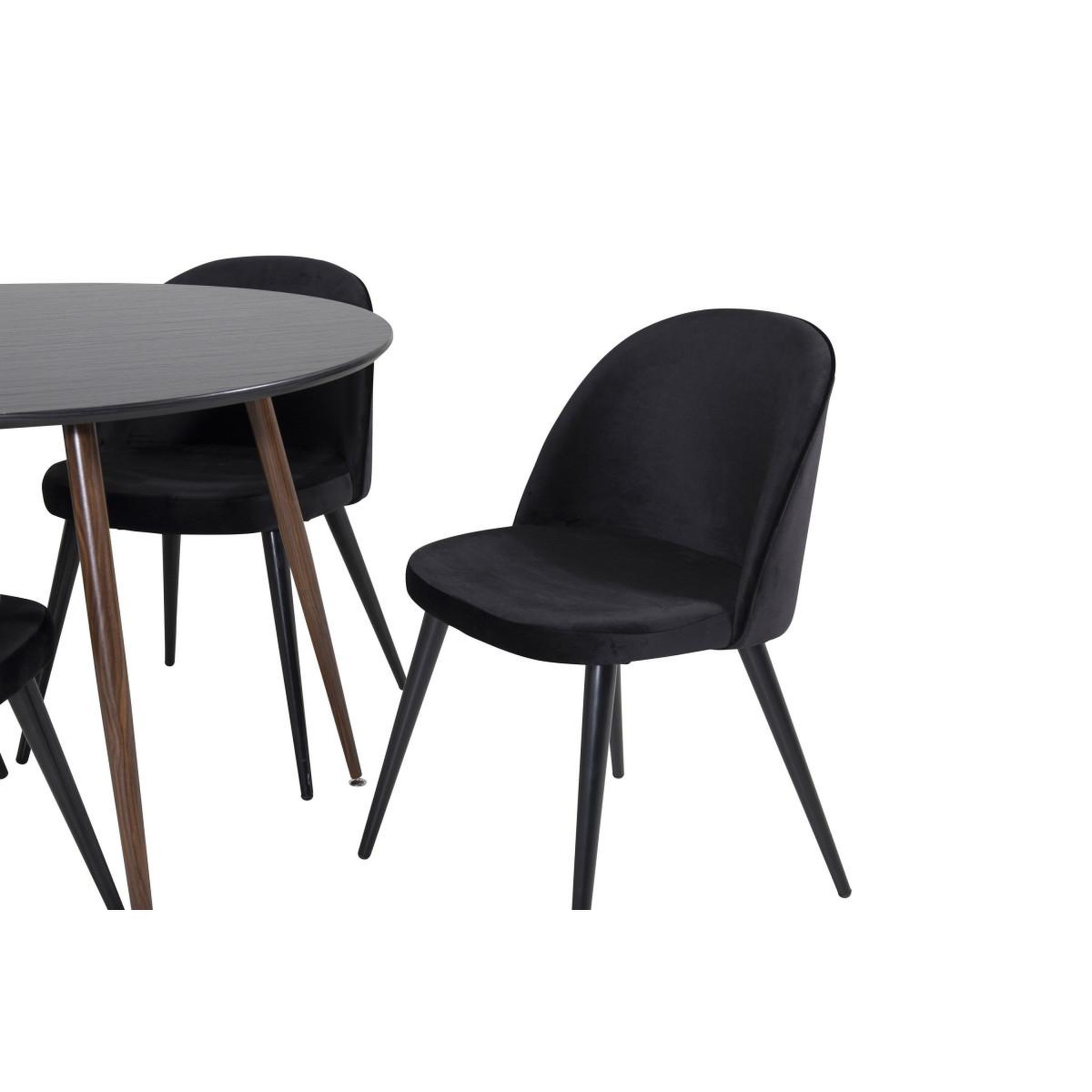 Voir la diapositive 2 : Paris Prix Ensemble table à manger & 4 chaises  plaza ii & velvet  100cm noir