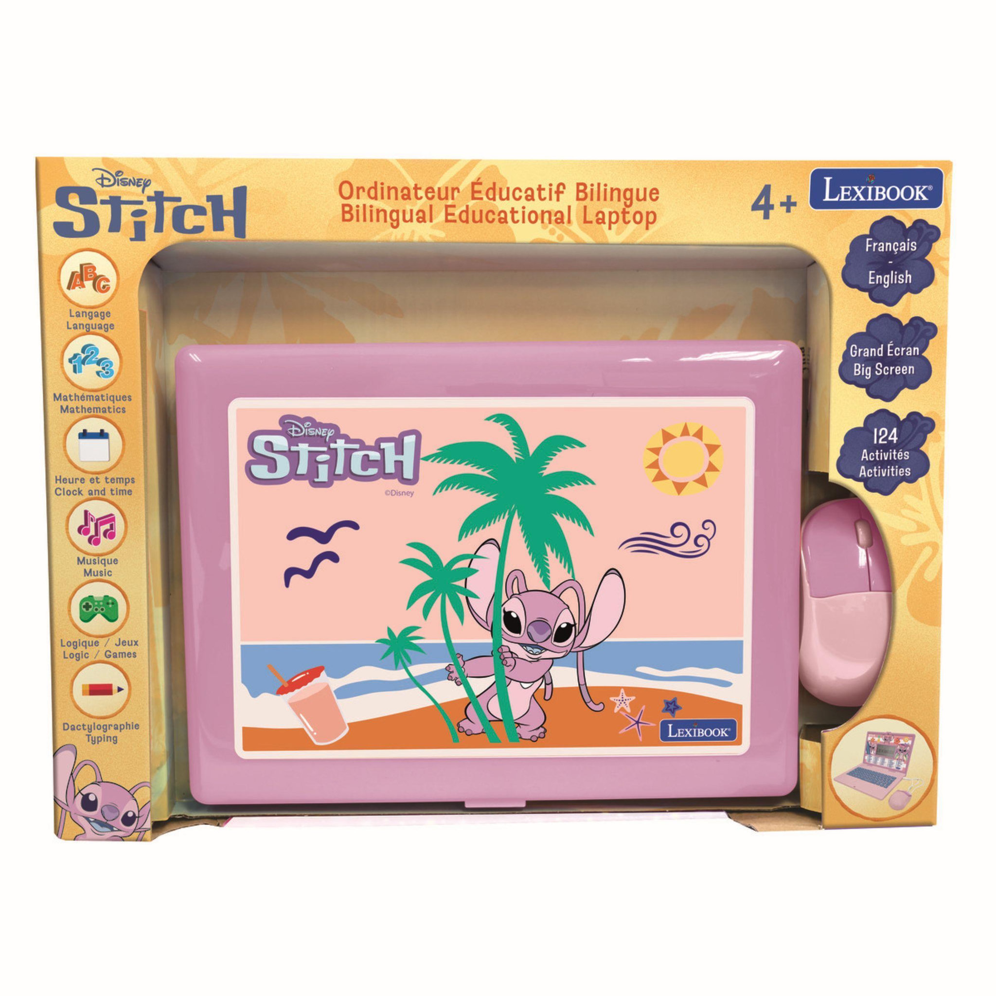 Voir la diapositive 3 : Lexibook Ordinateur portable éducatif bilingue Disney Stitch (FR/EN)