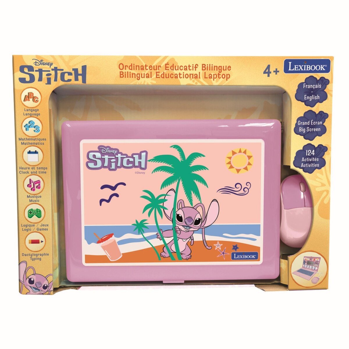 Lexibook Ordinateur portable éducatif bilingue Disney Stitch (FR/EN)