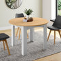 Voir la diapositive 4 : ID MARKET Table à manger extensible ronde DONA 4-10 personnes blanche plateau façon hêtre 110-200 cm
