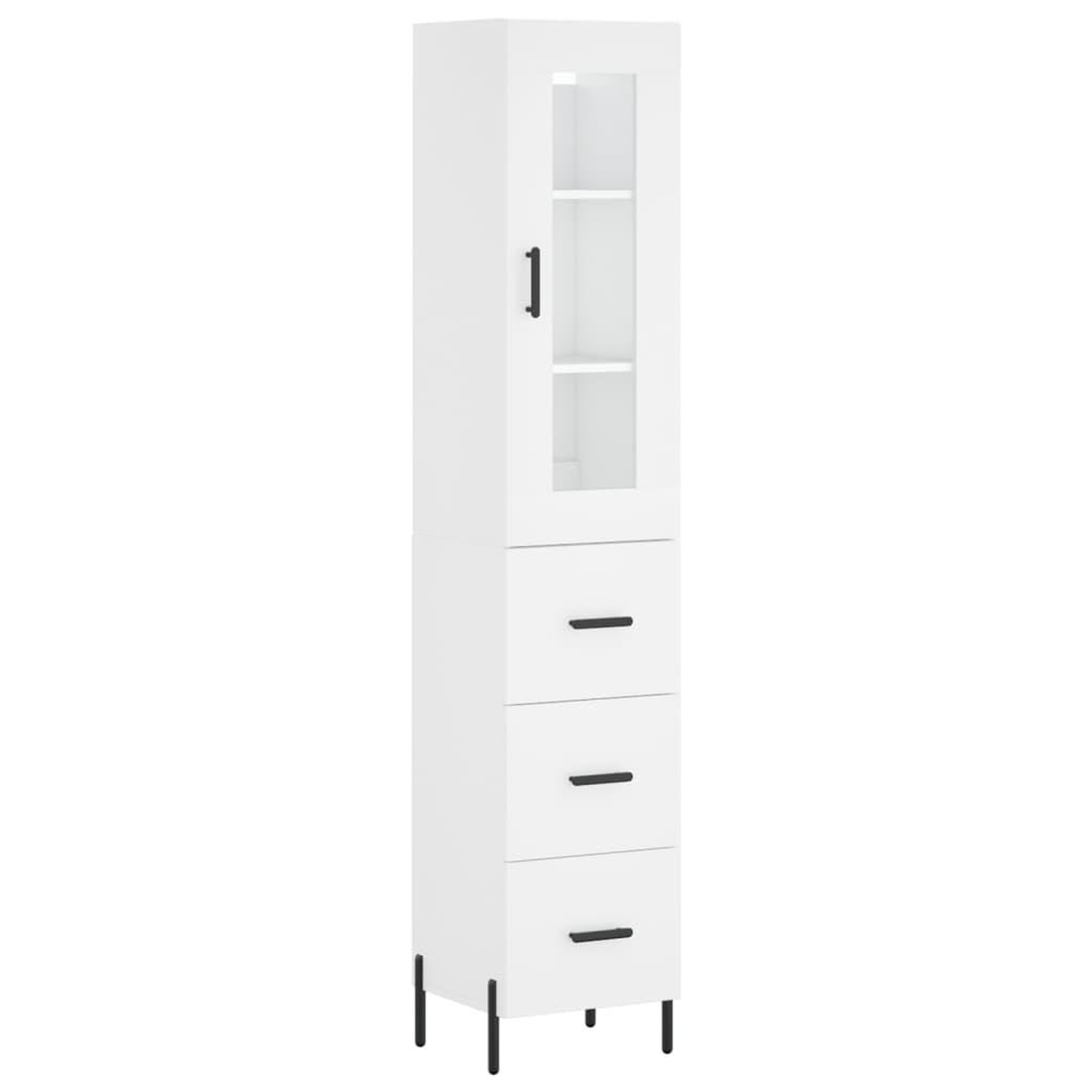 Voir la diapositive 2 : VIDAXL Buffet haut Blanc 34,5x34x180 cm Bois d'ingenierie