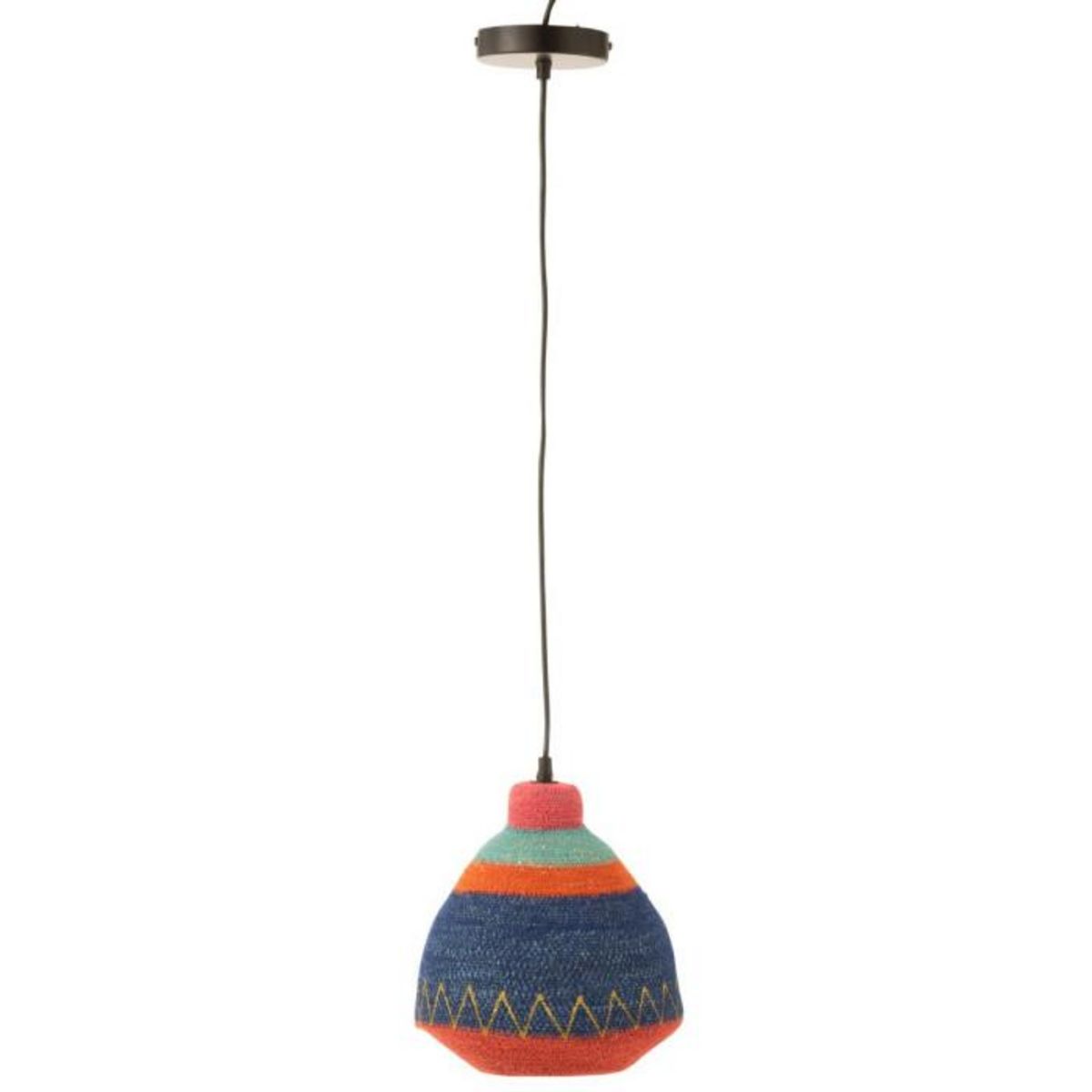 Paris Prix Lampe Suspension en Jonc  Zigzag Bas  27cm Multicolore