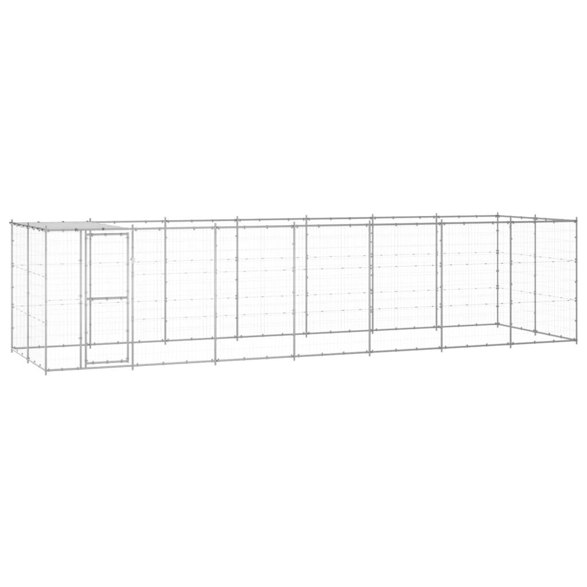 VIDAXL Chenil exterieur Acier galvanise avec toit 16,94 m²