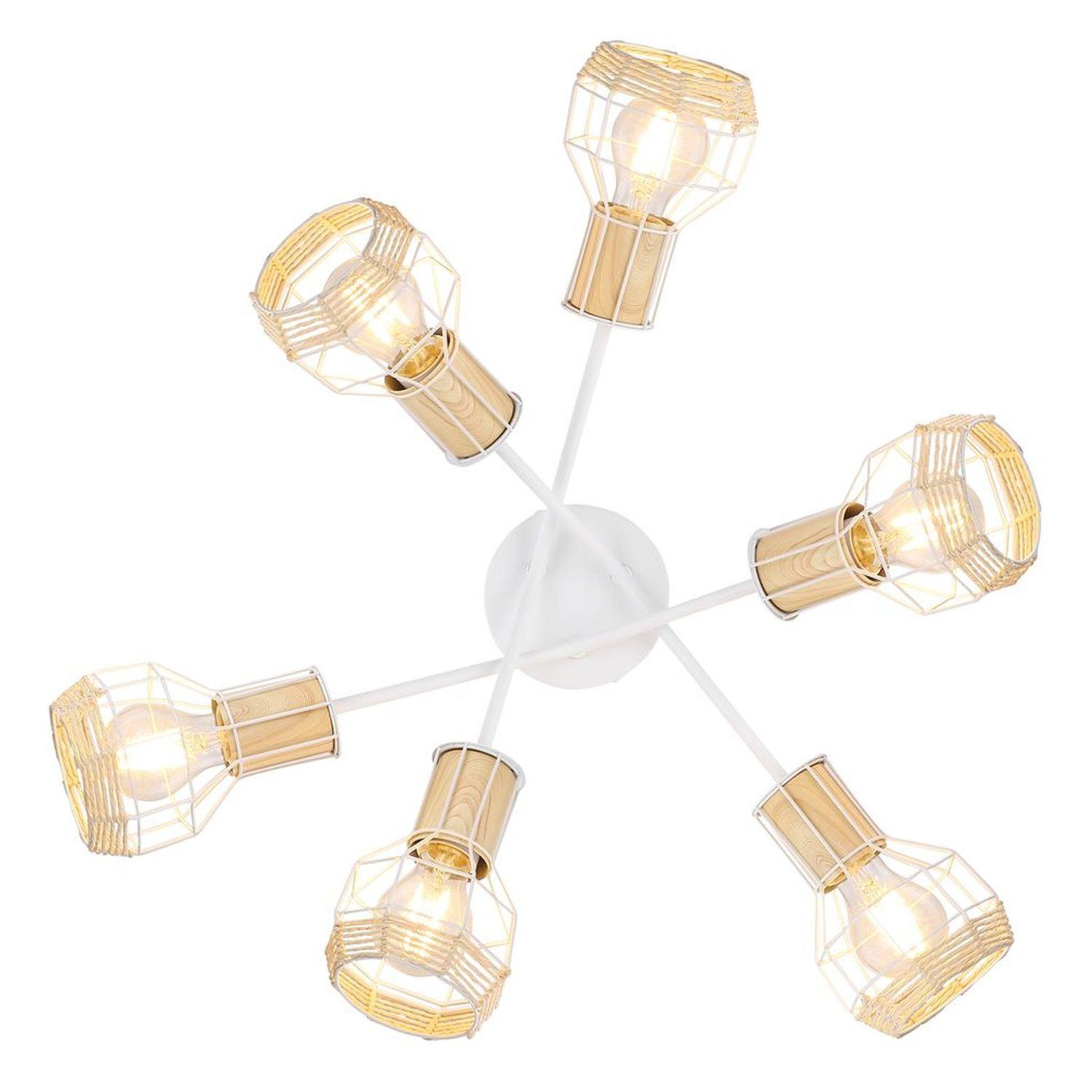 Voir la diapositive 2 : GLOBO Plafonnier design scandinave bana - 6 ampoules - blanc