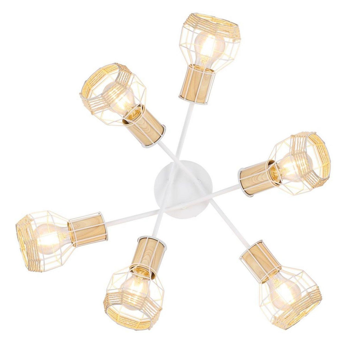 GLOBO Plafonnier design scandinave Bana - 6 Ampoules - Blanc