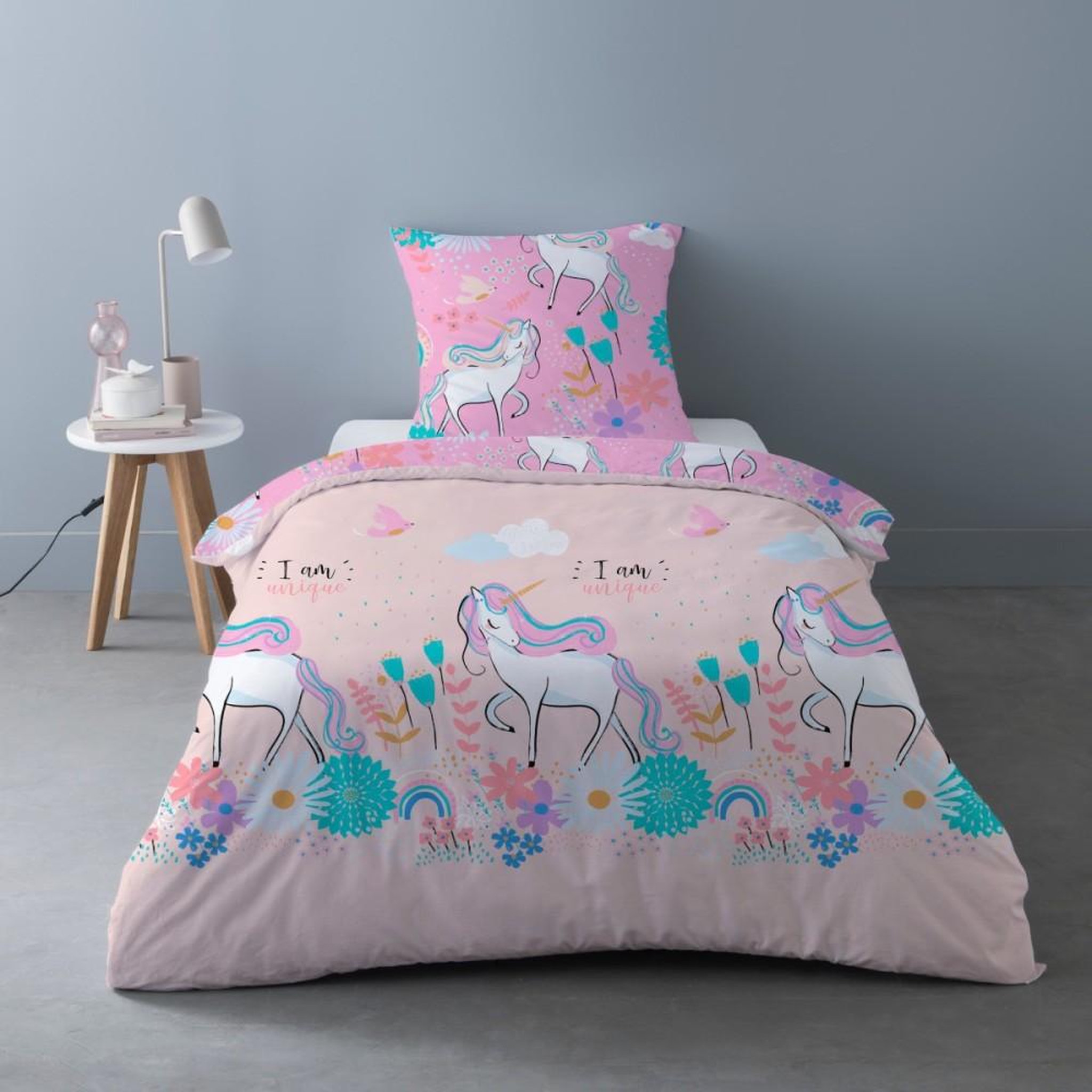 Dourev Housse de couette 140x200 Unique + 1 taie d'oreiller