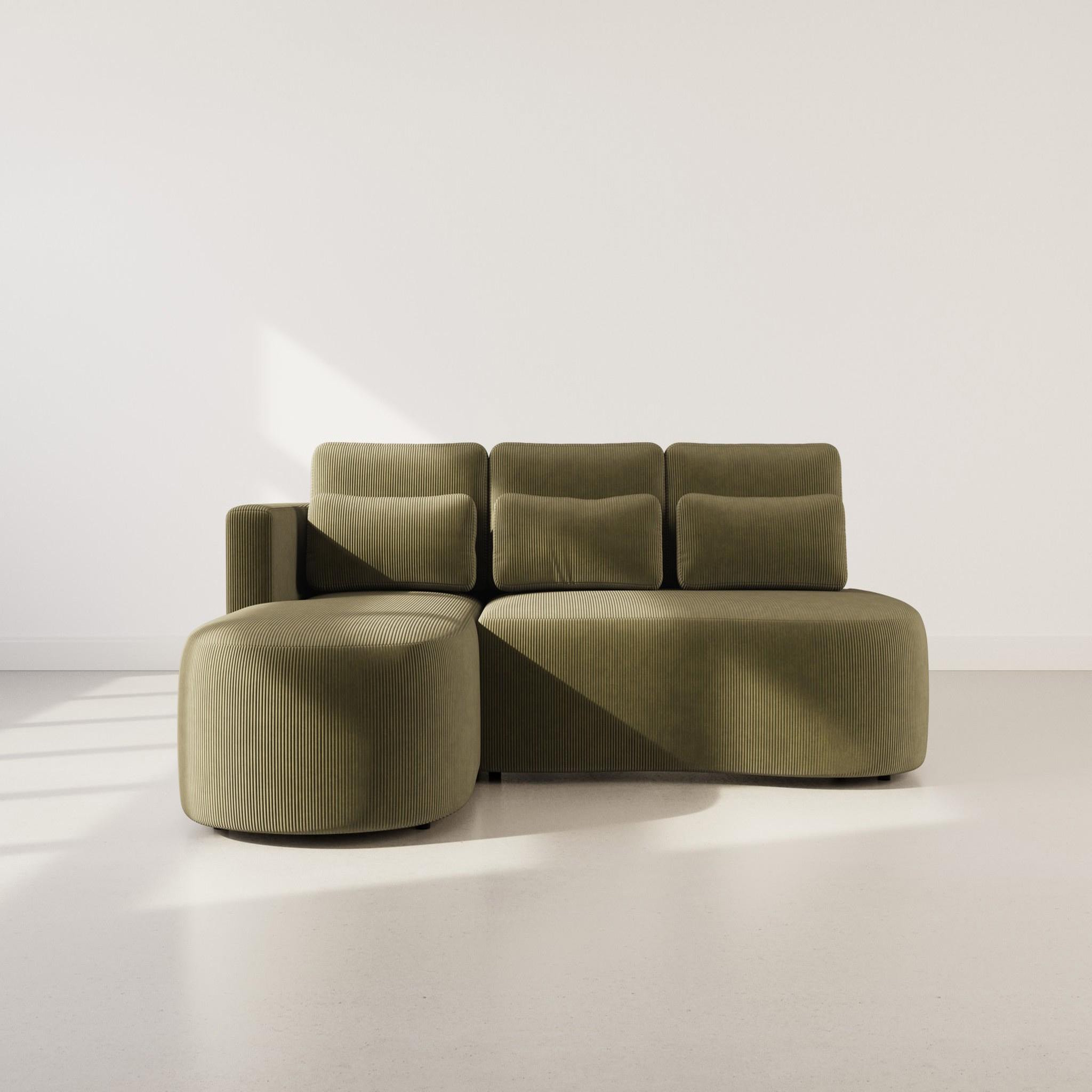 Voir la diapositive 5 : BEST MOBILIER Mahina - canapé d'angle gauche 4 places convertible avec coffre en velours côtelé