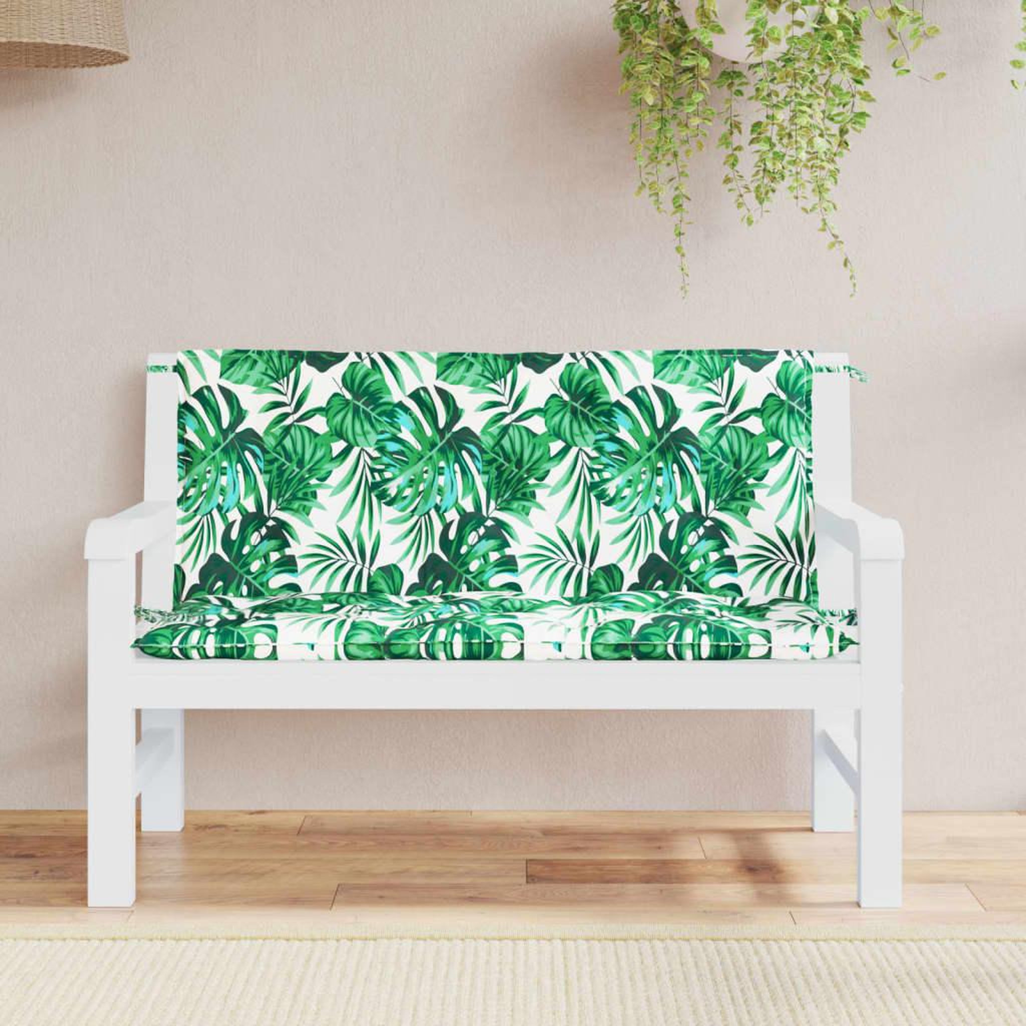 VIDAXL Coussins de banc de jardin lot de 2 motif de feuilles