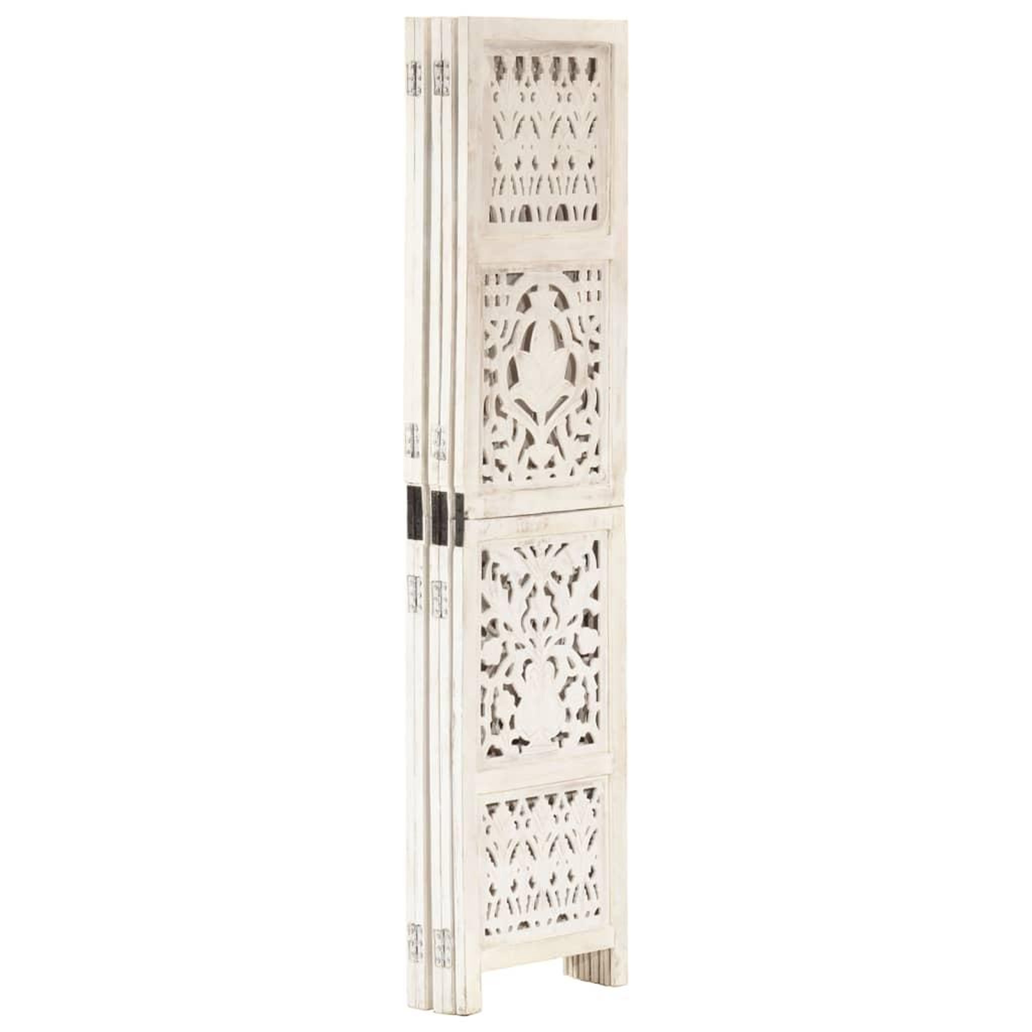 Voir la diapositive 2 : VIDAXL Cloison de separation 5 panneaux Blanc 200x165 cm Bois manguier