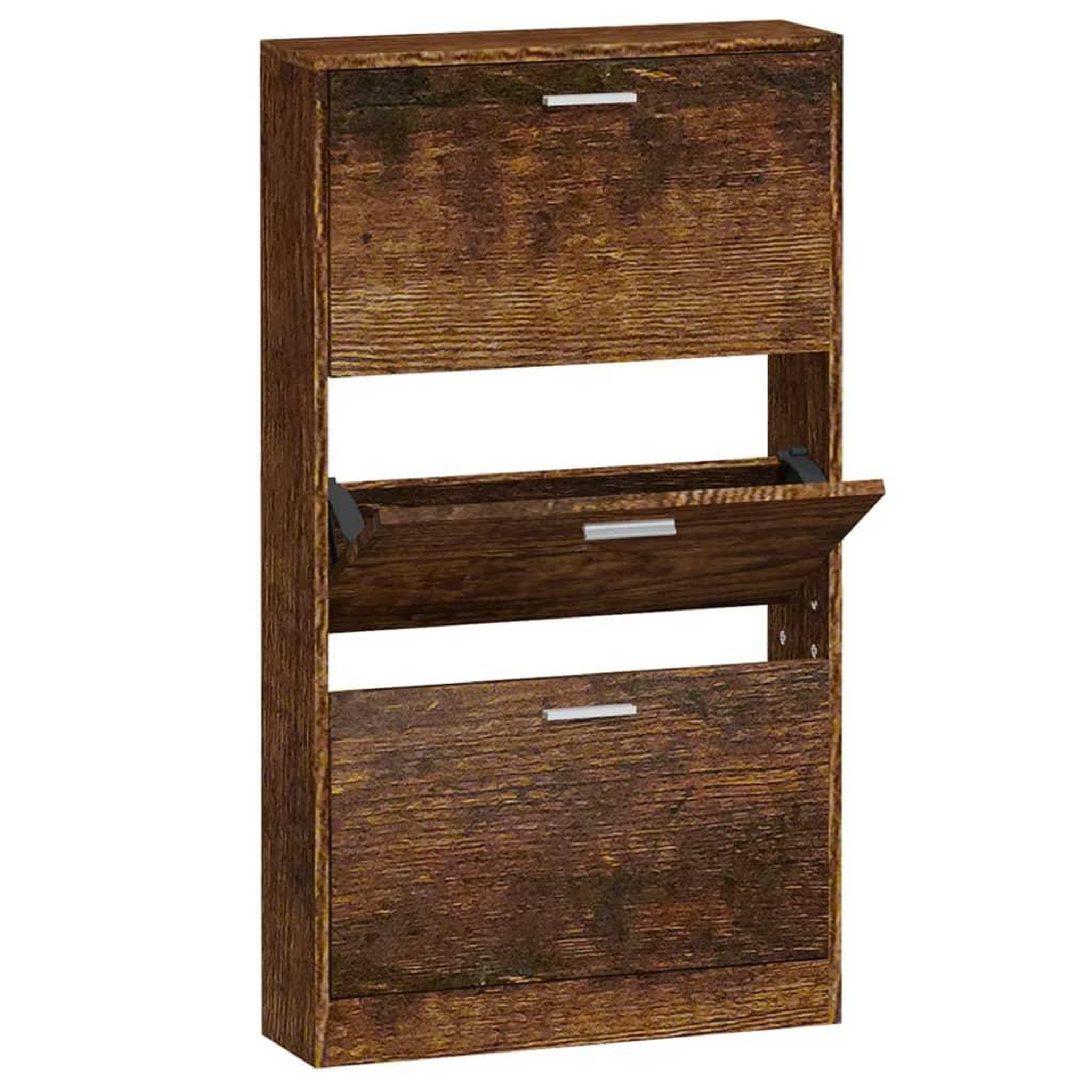 Voir la diapositive 2 : VIDAXL Armoire a chaussures Chene fume 59x17x108 cm Bois d'ingenierie