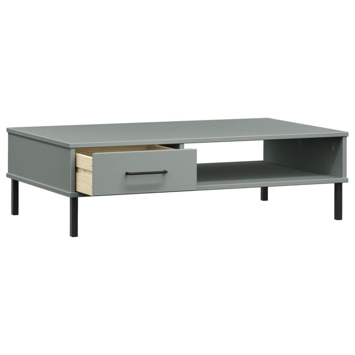 VIDAXL Table basse avec pieds en metal Gris Bois pin massif OSLO