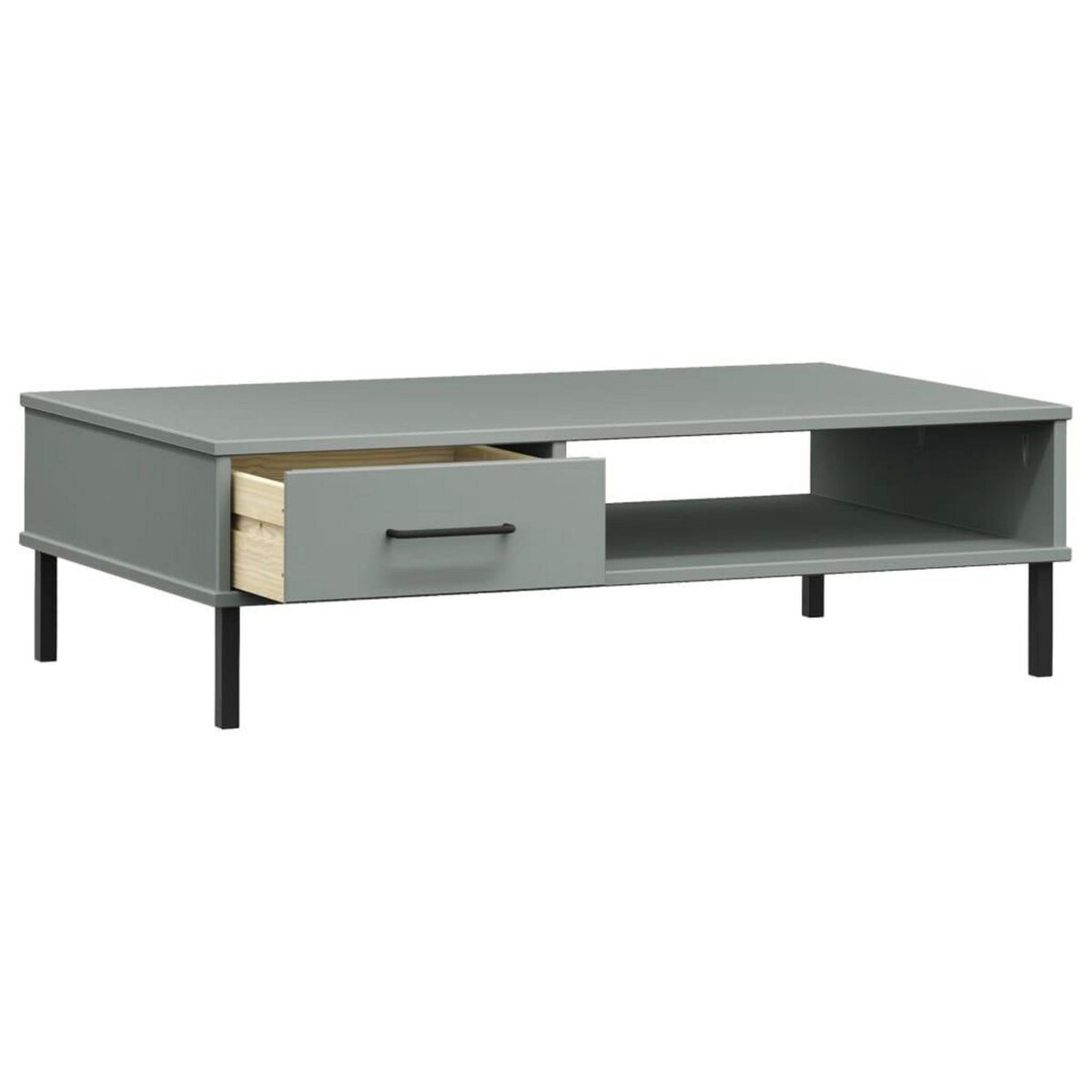 VIDAXL Table basse avec pieds en metal Gris Bois pin massif OSLO
