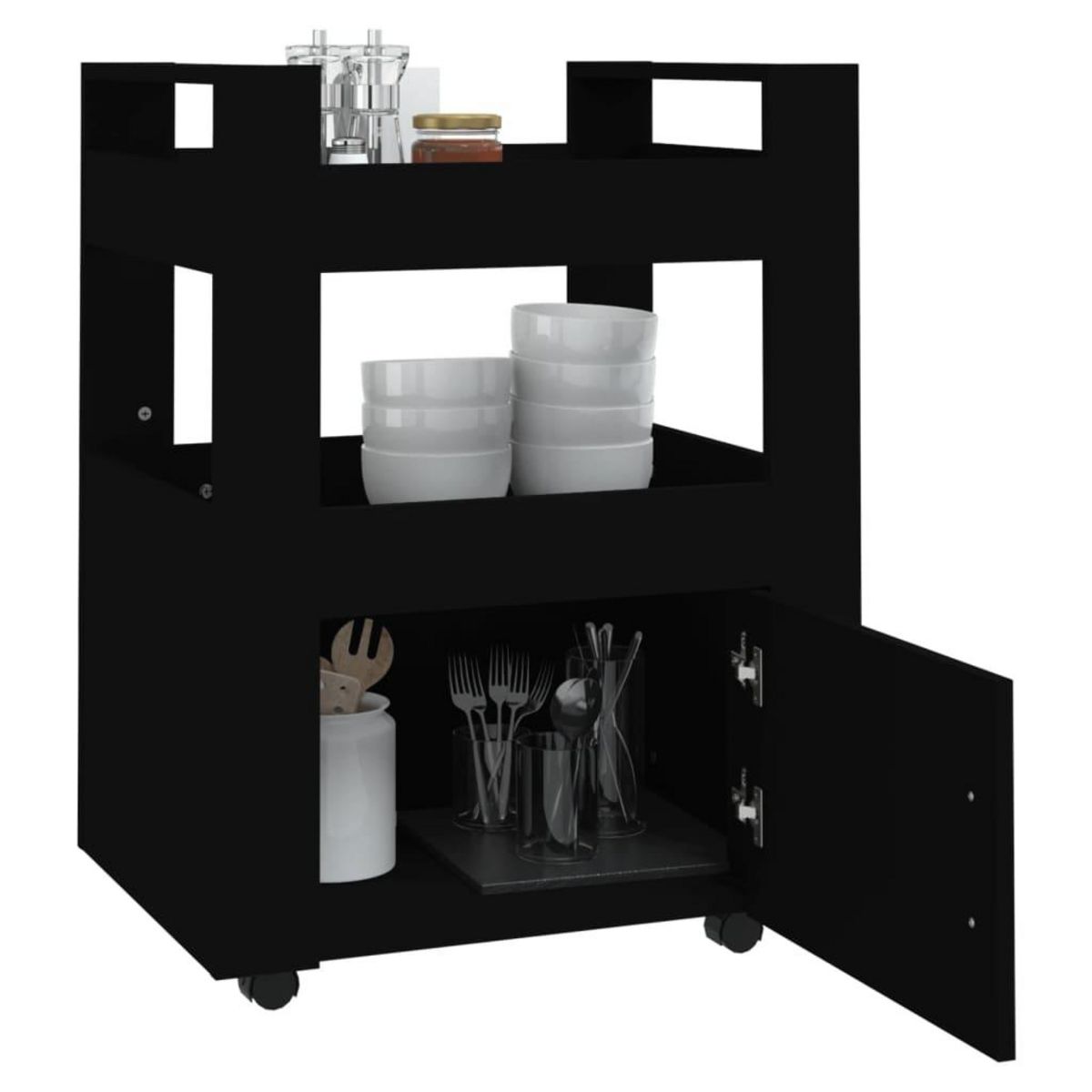 VIDAXL Chariot de cuisine Noir 60x45x80 cm Bois d'ingenierie