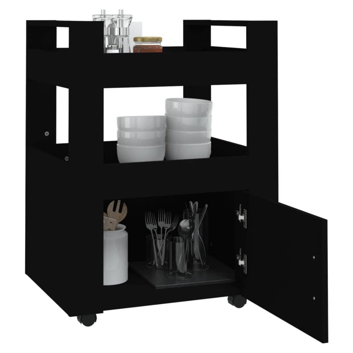 VIDAXL Chariot de cuisine Noir 60x45x80 cm Bois d'ingenierie