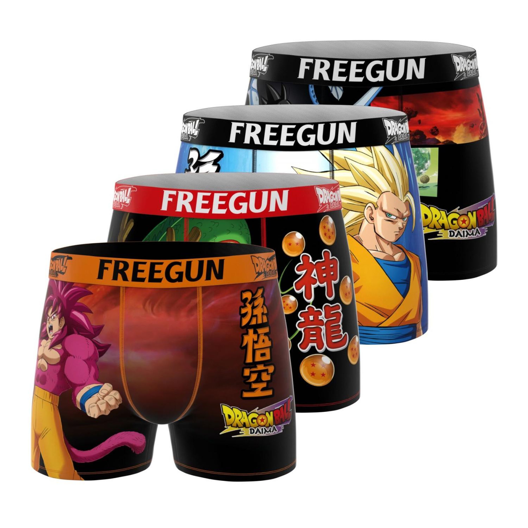 Voir la diapositive 1 : FREEGUN Lot de 4 boxers homme dragon ball daima