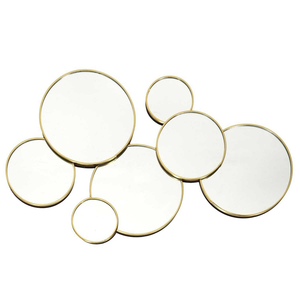 TOILINUX Décoration murale 7 miroirs ronds 57x35cm - Doré