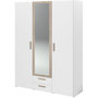 Voir la diapositive 1 : PARISOT Armoire DREAM 3 portes - Panneau de particules - Miroir - Décor blanc - L150 x H200 x P52 cm