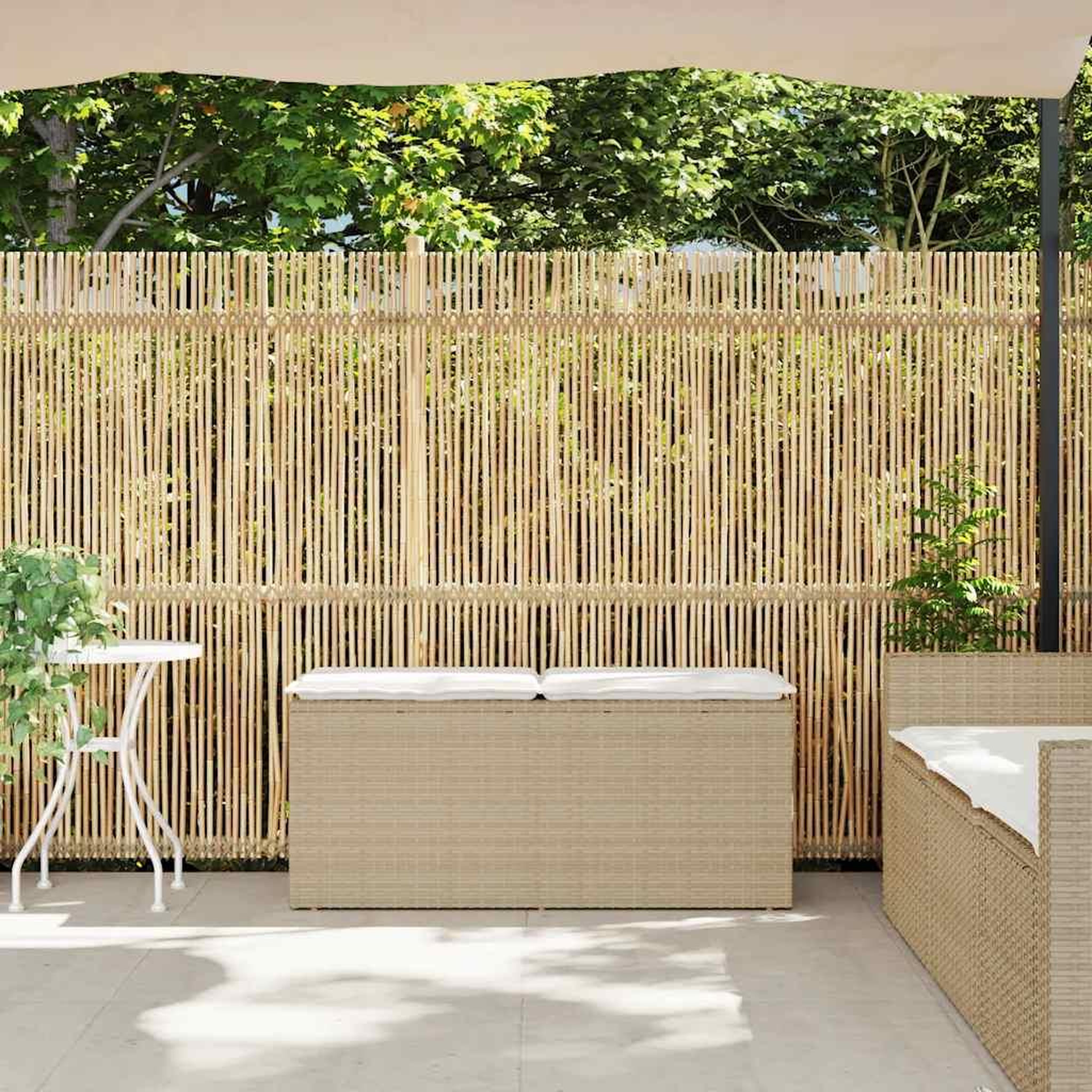 Voir la diapositive 3 : VIDAXL Banc de jardin avec coussin beige 110x40x44 cm resine tressee