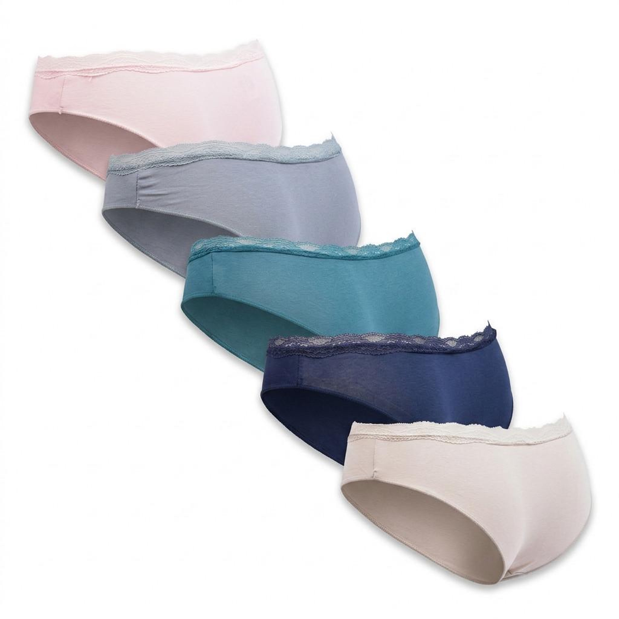 Voir la diapositive 3 : OZABI OZABI Lot 5 Culottes Femme Coton Mini Dentelle Nœud Satin
