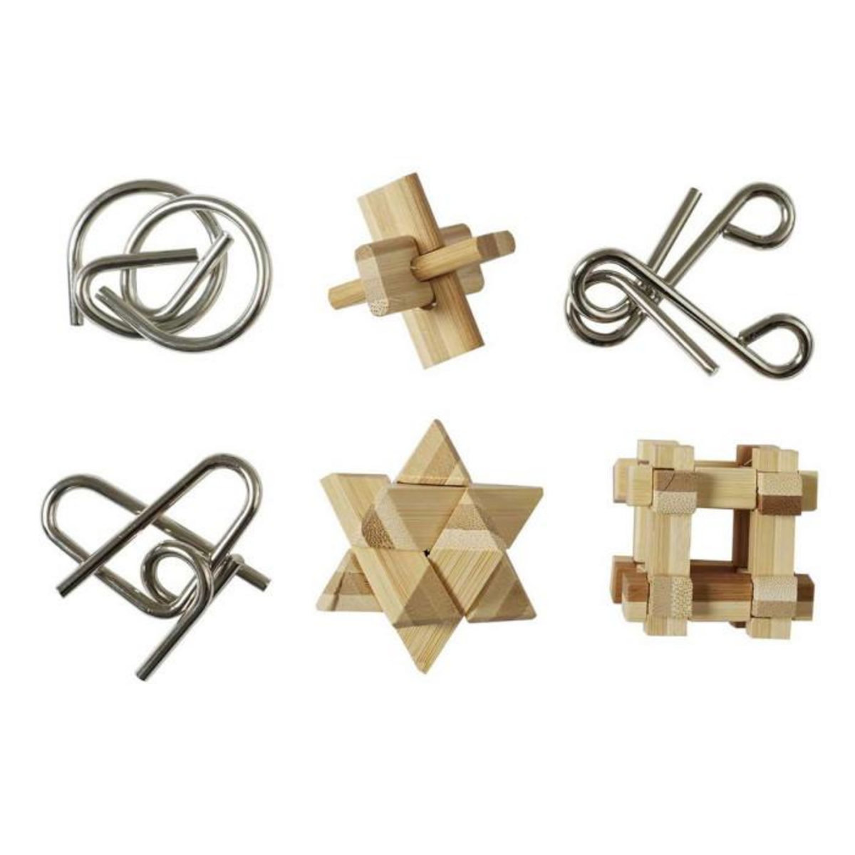 Paris Prix Coffret de 6 Casse-Têtes  Mini  5cm Naturel & Gris