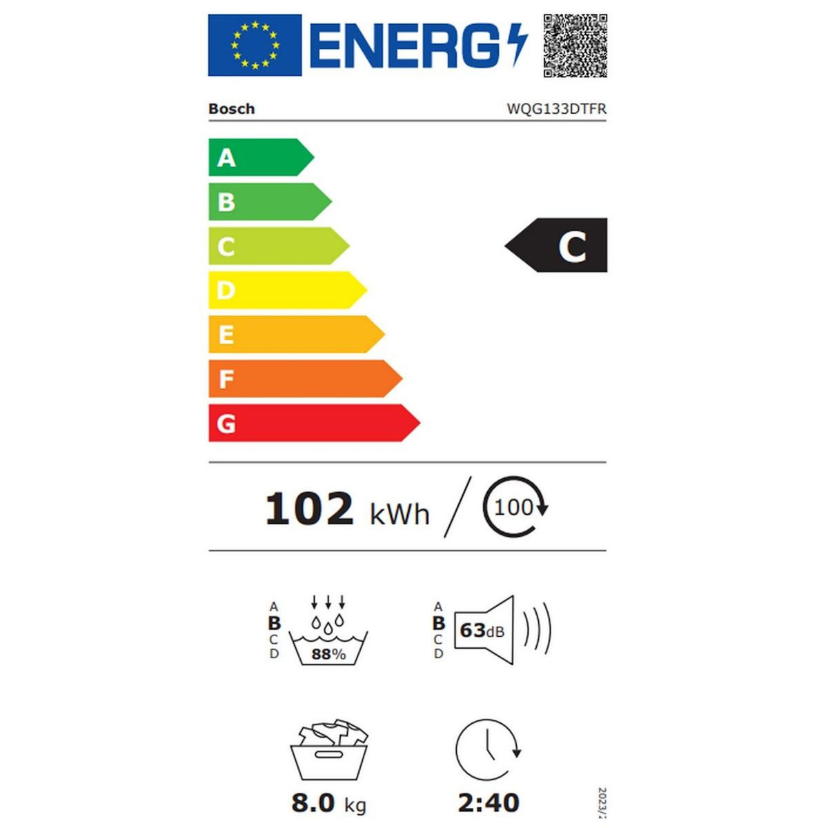 BOSCH Sèche-linge pompe à chaleur 60cm 8kg - WQG133DTFR