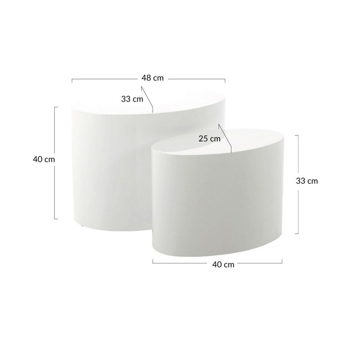 LISA DESIGN Aeryn - lot de 2 tables basses - blanc - 48 et 40 cm