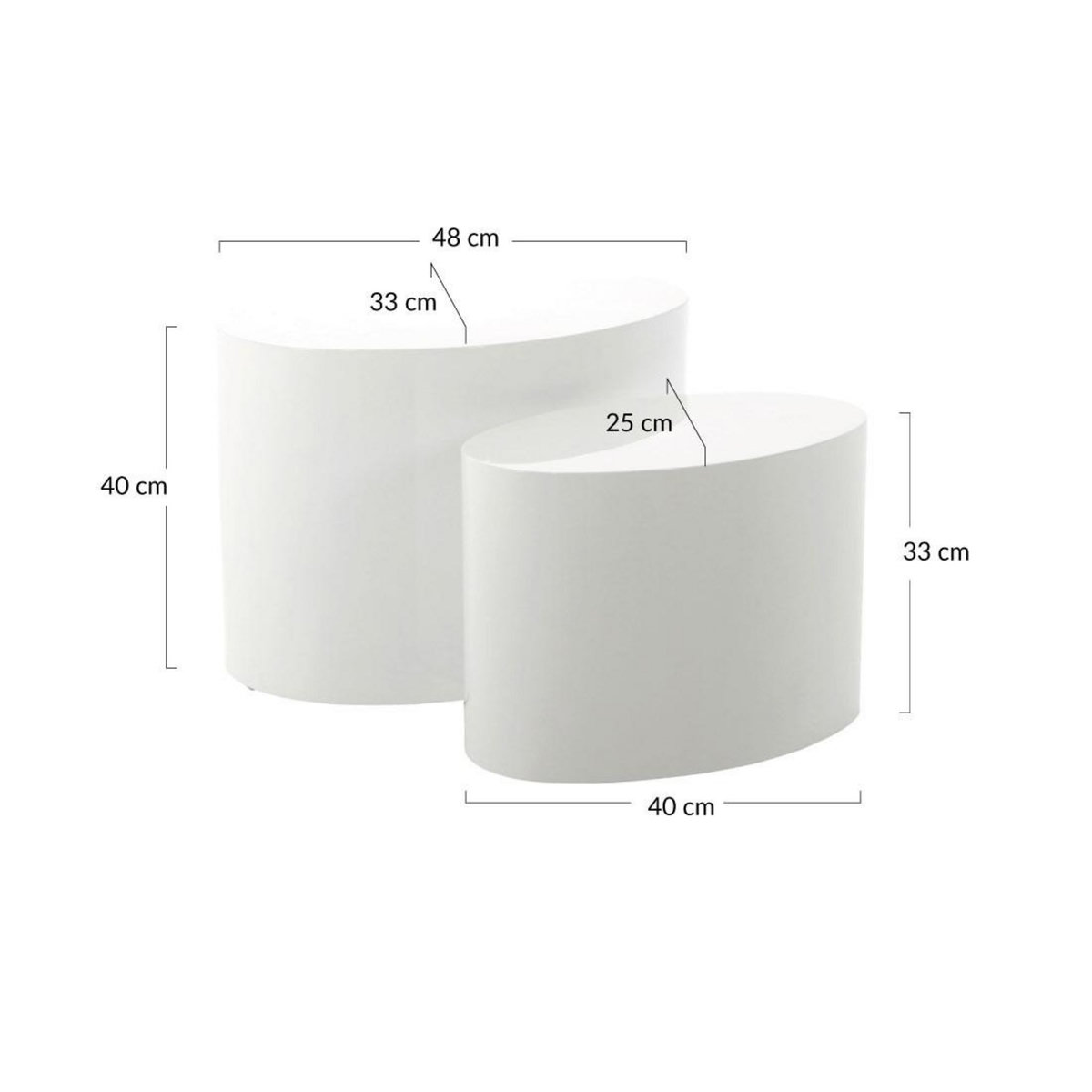 LISA DESIGN Aeryn - lot de 2 tables basses - blanc - 48 et 40 cm