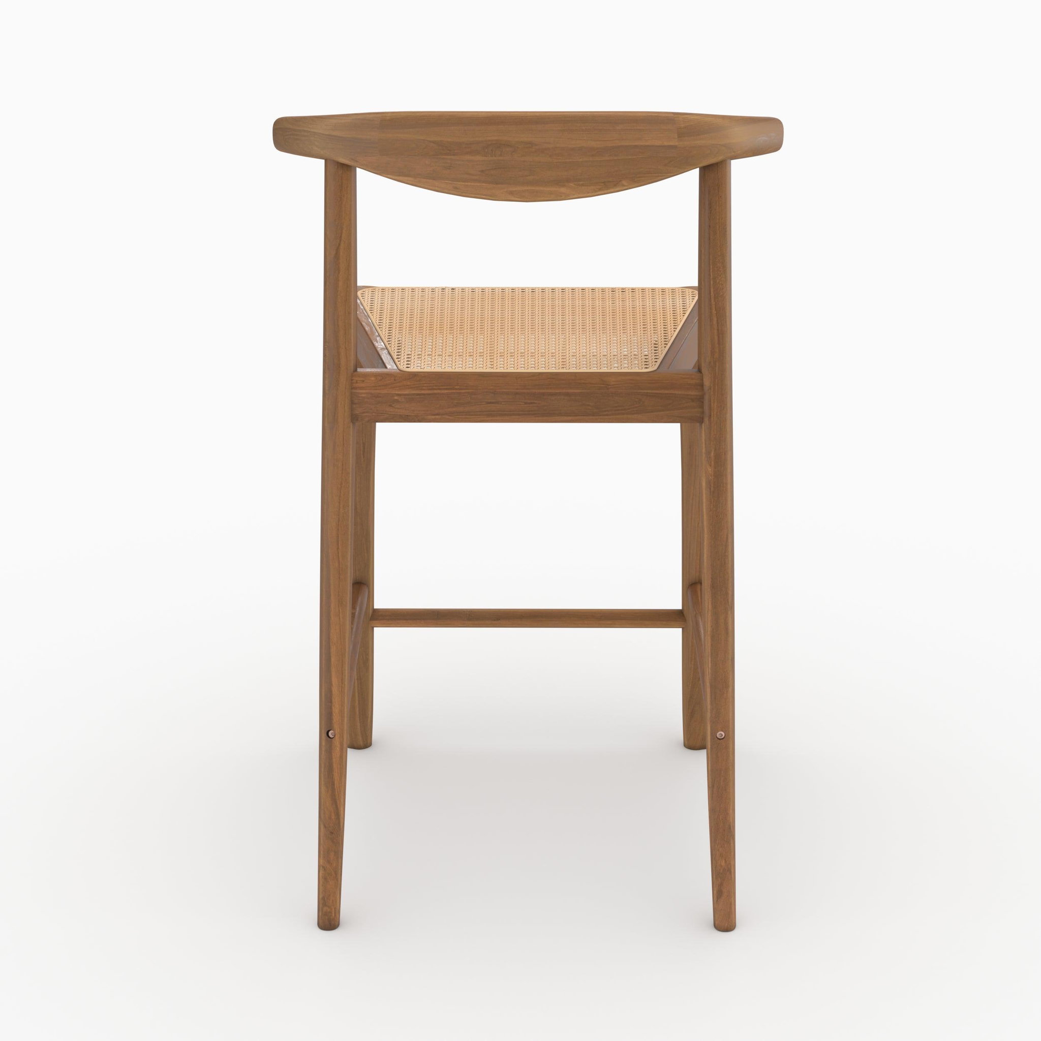 Voir la diapositive 3 : MAISON PAVANE Lot de 2 chaises pour îlot central 64 cm en teck vernis et cannage-alia