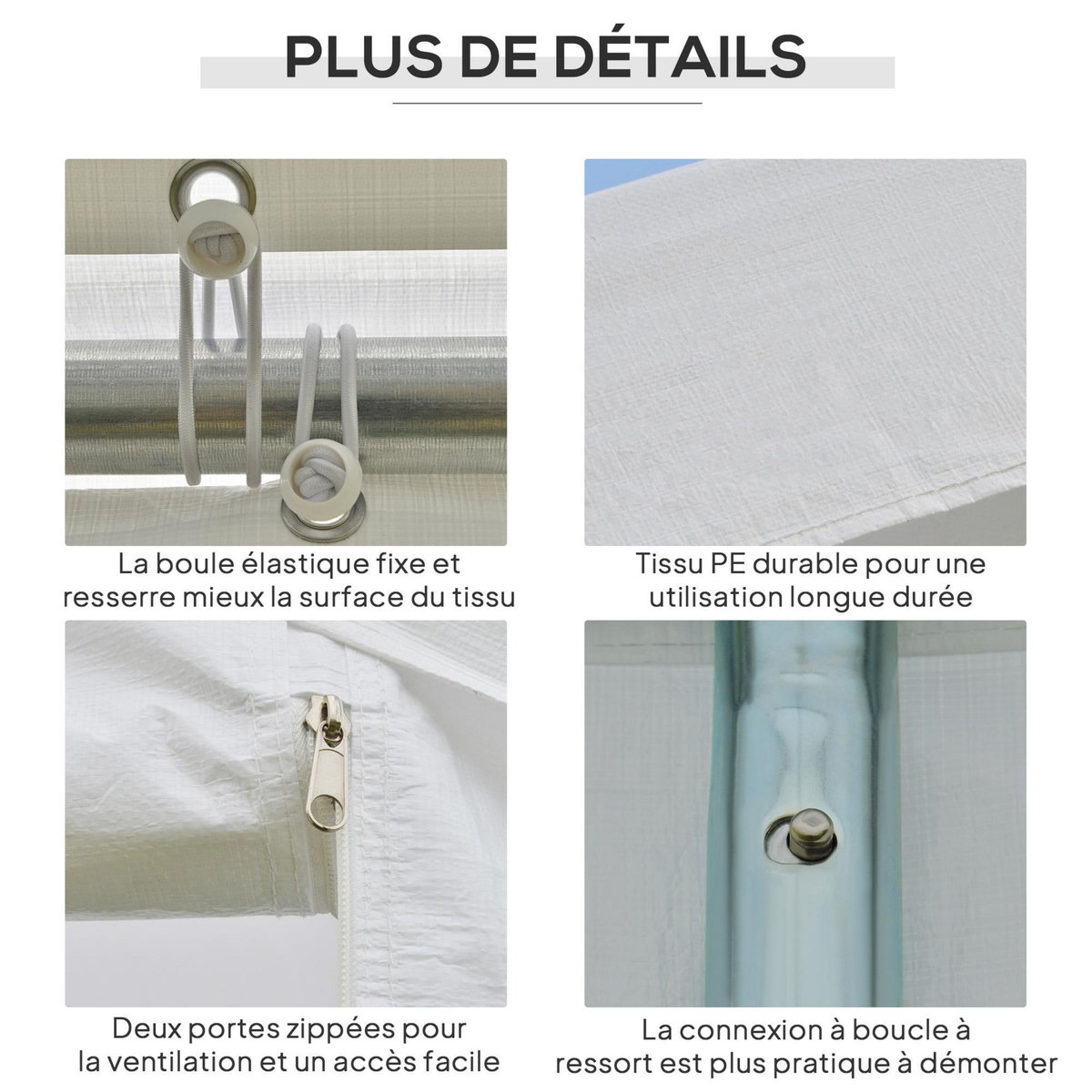 OUTSUNNY Barnum tonnelle tente de réception 3 x 6 m - 6 fenêtres, 2 portes - acier galvanisé PE blanc