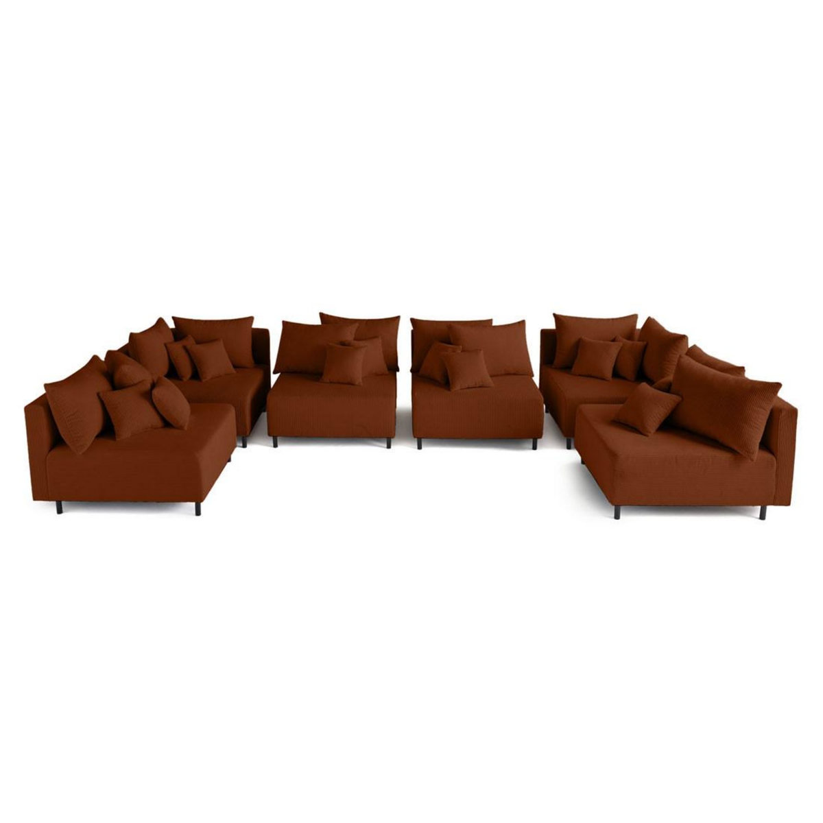 LISA DESIGN Edinburg - canapé modulable panoramique 6 places - en velours côtelé