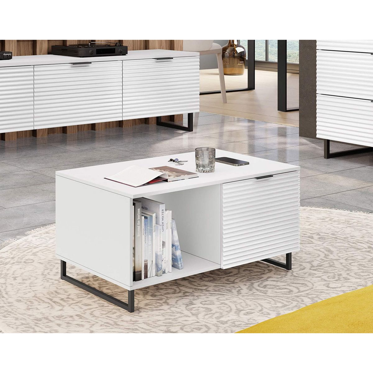 BEST MOBILIER Barbara - table basse - blanc - 100 cm