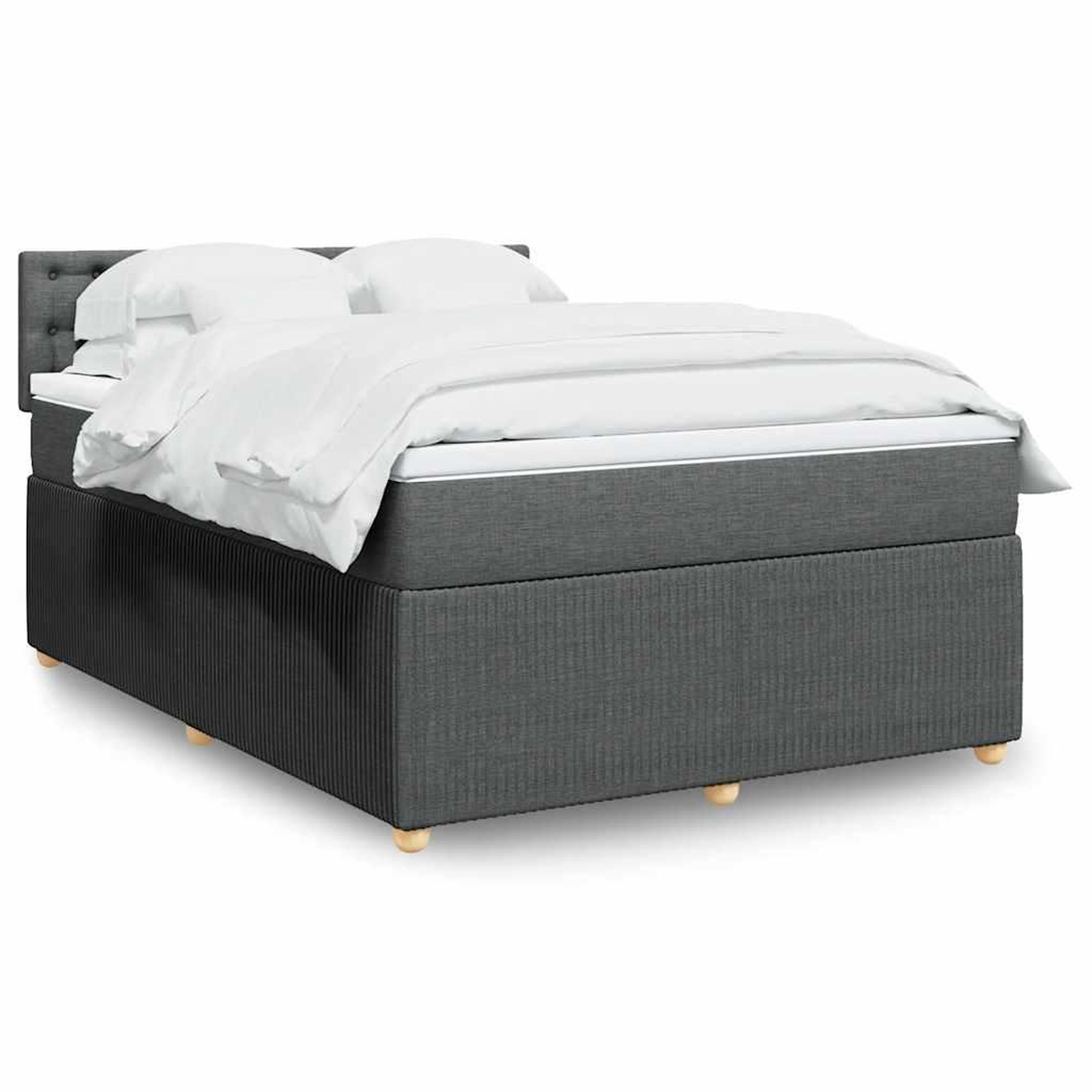 VIDAXL Sommier a lattes de lit avec matelas Gris fonce 160x200cm Tissu