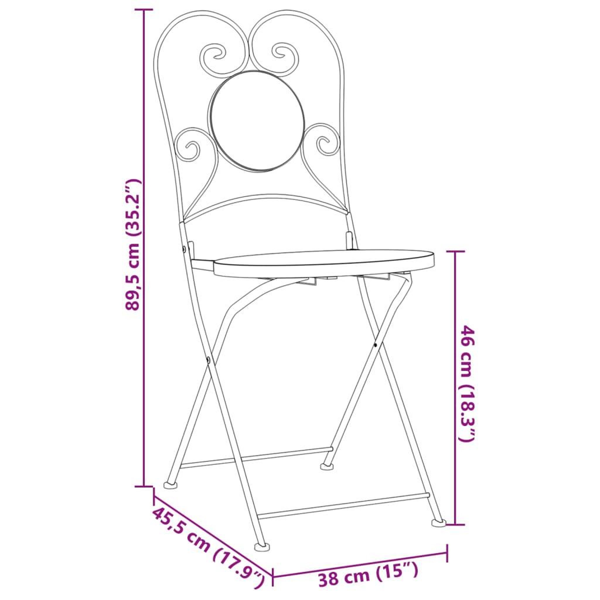 Voir la diapositive 6 : VIDAXL Chaises de bistro pliables lot de 2 noir et blanc ceramique