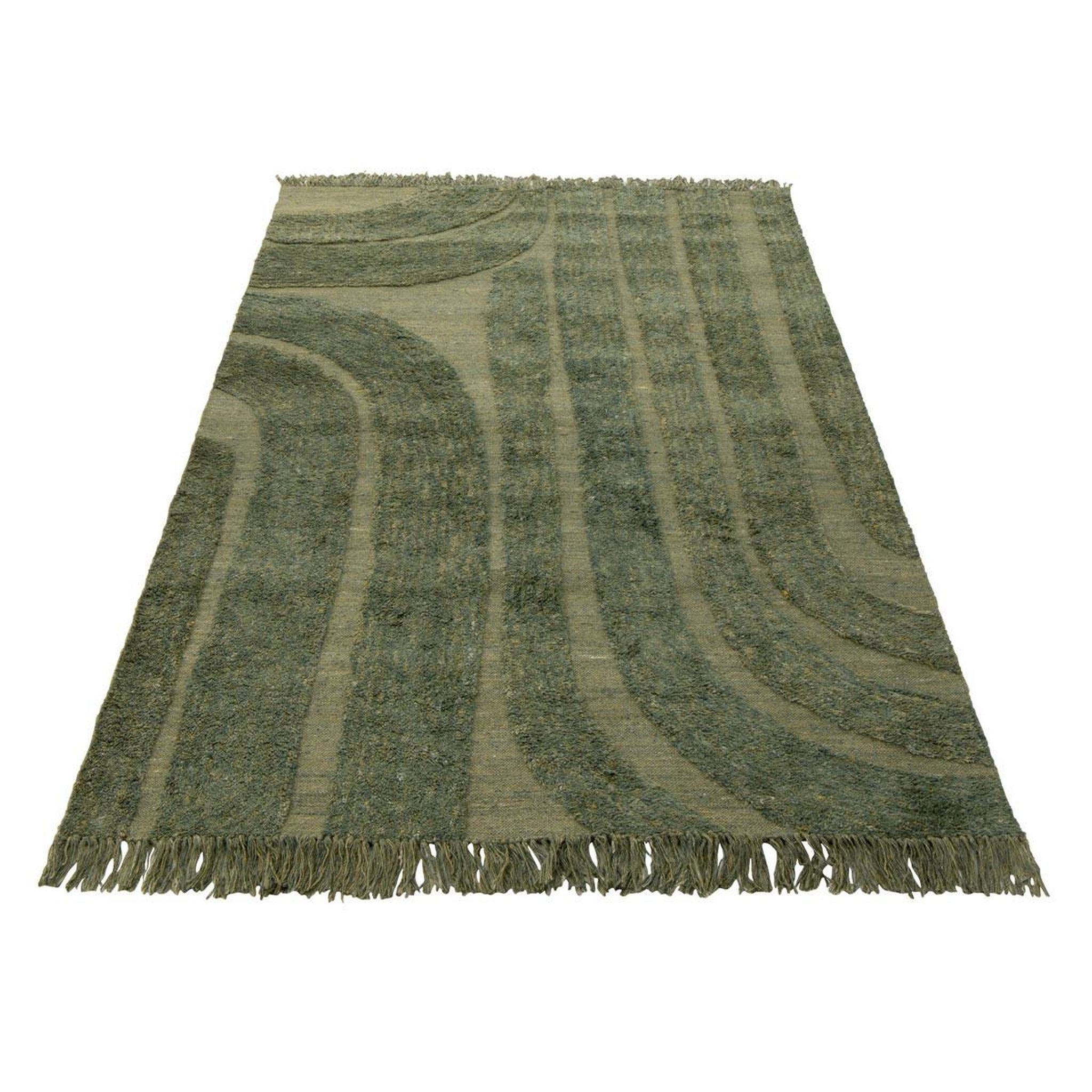 J-LINE Tapis déco en laine  lignes arrondies  200x300cm kaki
