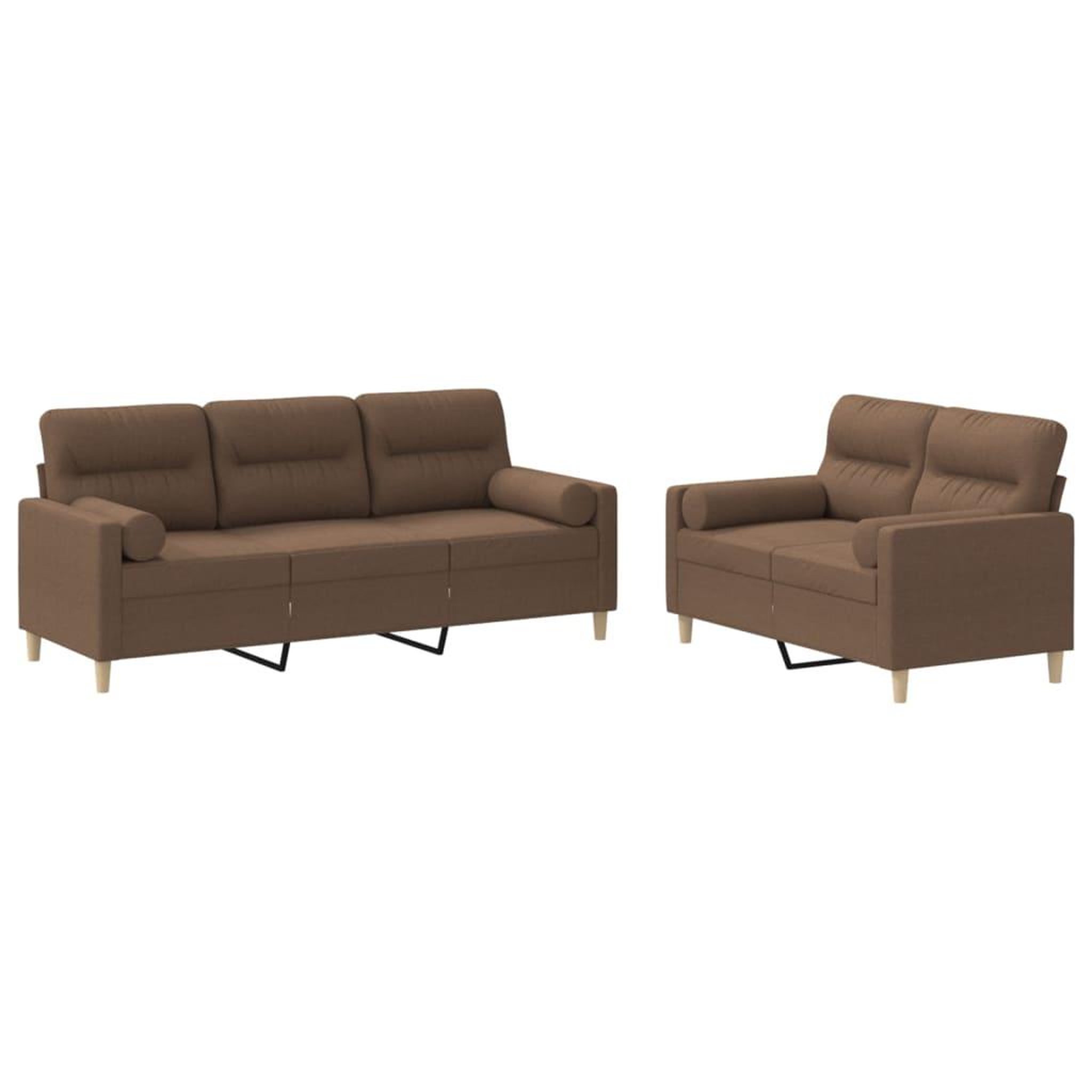 Voir la diapositive 2 : VIDAXL Ensemble de canapes 2 pcs avec coussins marron tissu