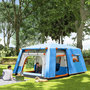 Voir la diapositive 2 : OUTSUNNY Tente de camping familiale 4-5 personnes - portes, fenêtres, sac de transport inclus - dim. 4,3 x 3 x 1,95 m - bleu