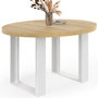 Voir la diapositive 1 : ID MARKET Table à manger fixe ronde PHOENIX 4 personnes bois et blanc 110 cm