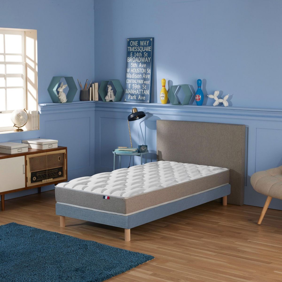 IDLITERIE Ensemble matelas mémoire de forme MAM AZUR avec sommier - confort français