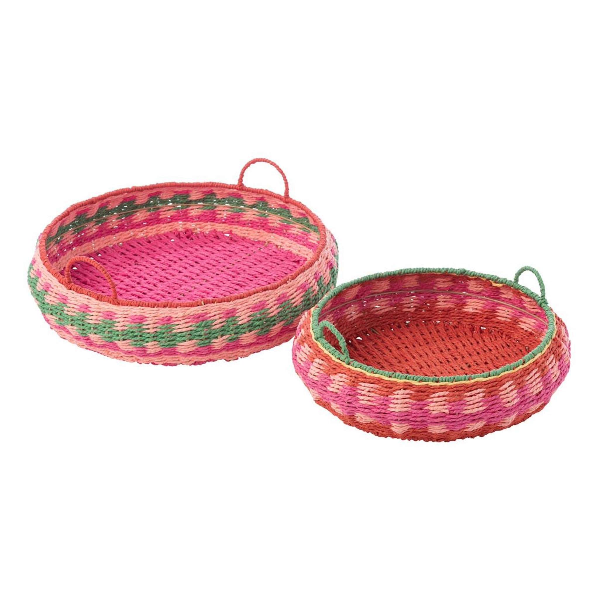 J-LINE Lot de 2 plateaux déco  dia  50cm multicolore