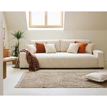 LISA DESIGN Pivoine - canapé droit 3 places - convertible avec coffre - en velours côtelé. Coloris disponibles : Vert, Gris, Beige, Orange, Bleu