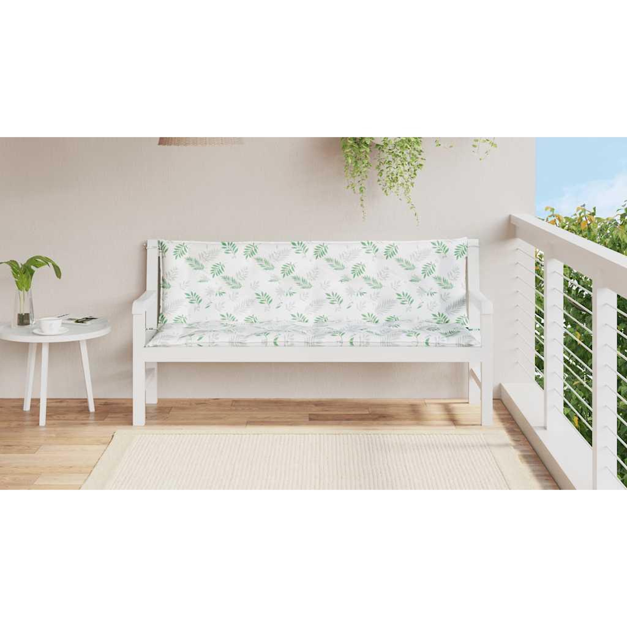 Voir la diapositive 3 : VIDAXL Coussins de banc de jardin lot de 2 motif de feuilles tissu