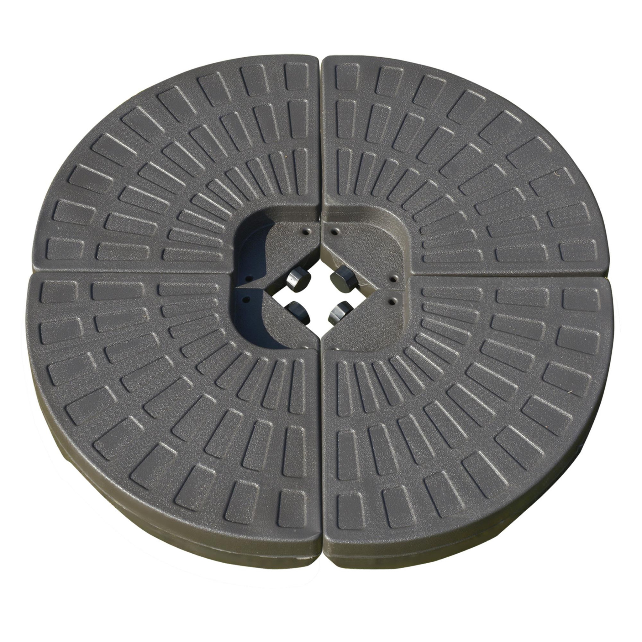Voir la diapositive 1 : OUTSUNNY Lot de 4 poids de lestage pour parasols déportés dim. totales 100L x 100l x 10H cm HDPE café