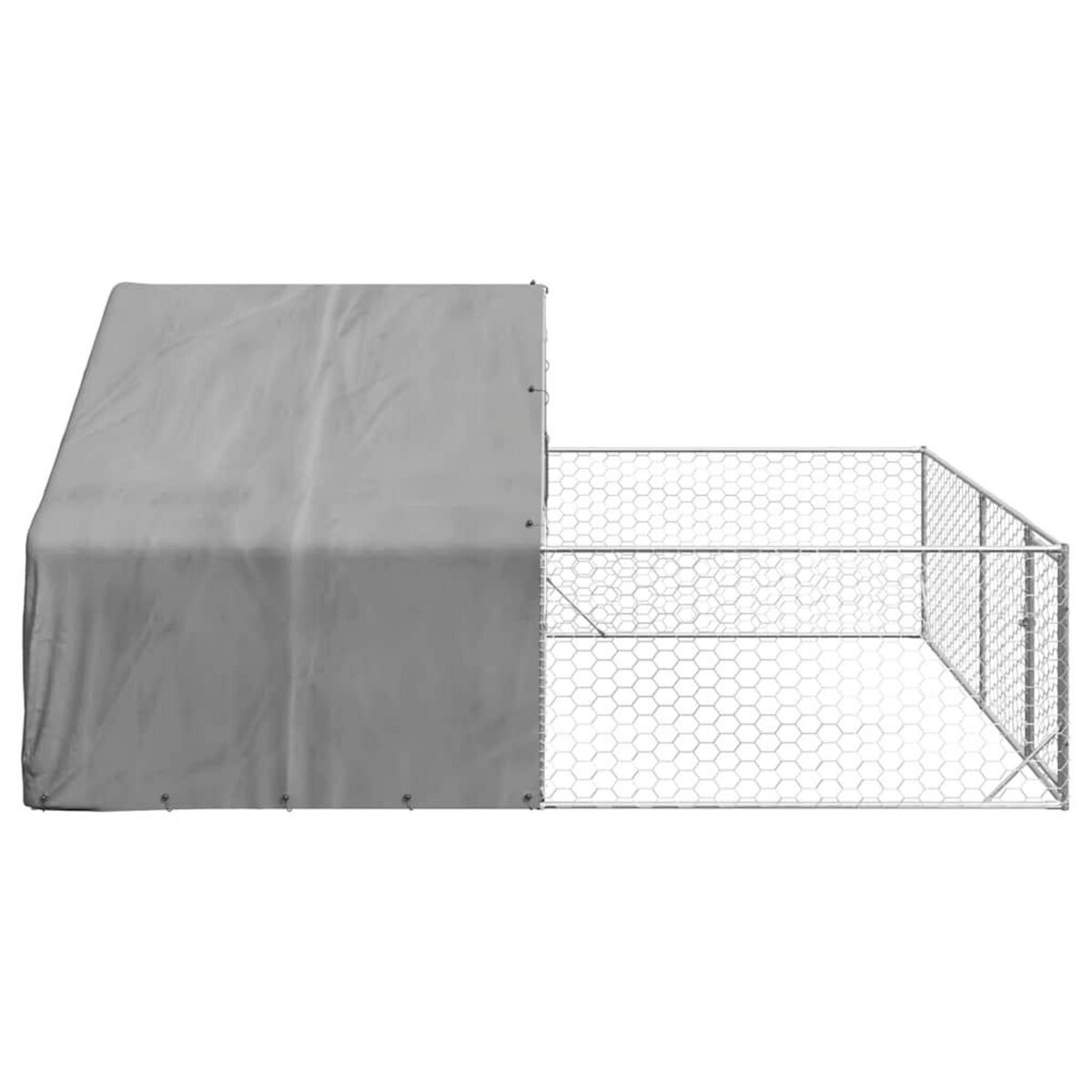 VIDAXL Niche d'exterieur pour chien enclos 5x3x1,9 m acier galvanise