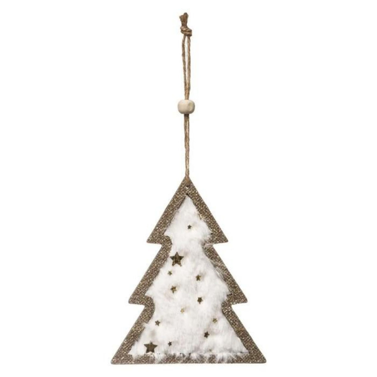 ATMOSPHERA Sujet de Noël  Sapin Fourrure  21cm Blanc