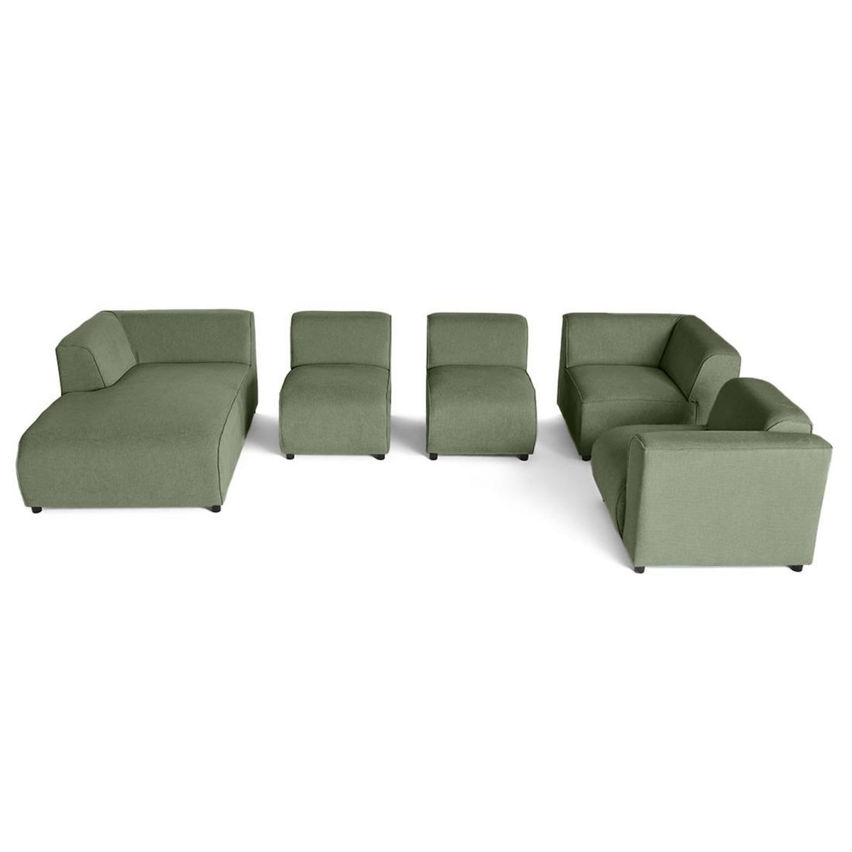 LISA DESIGN Suaro - canapé modulable panoramique d'angle droit 7 places en tissu texturé